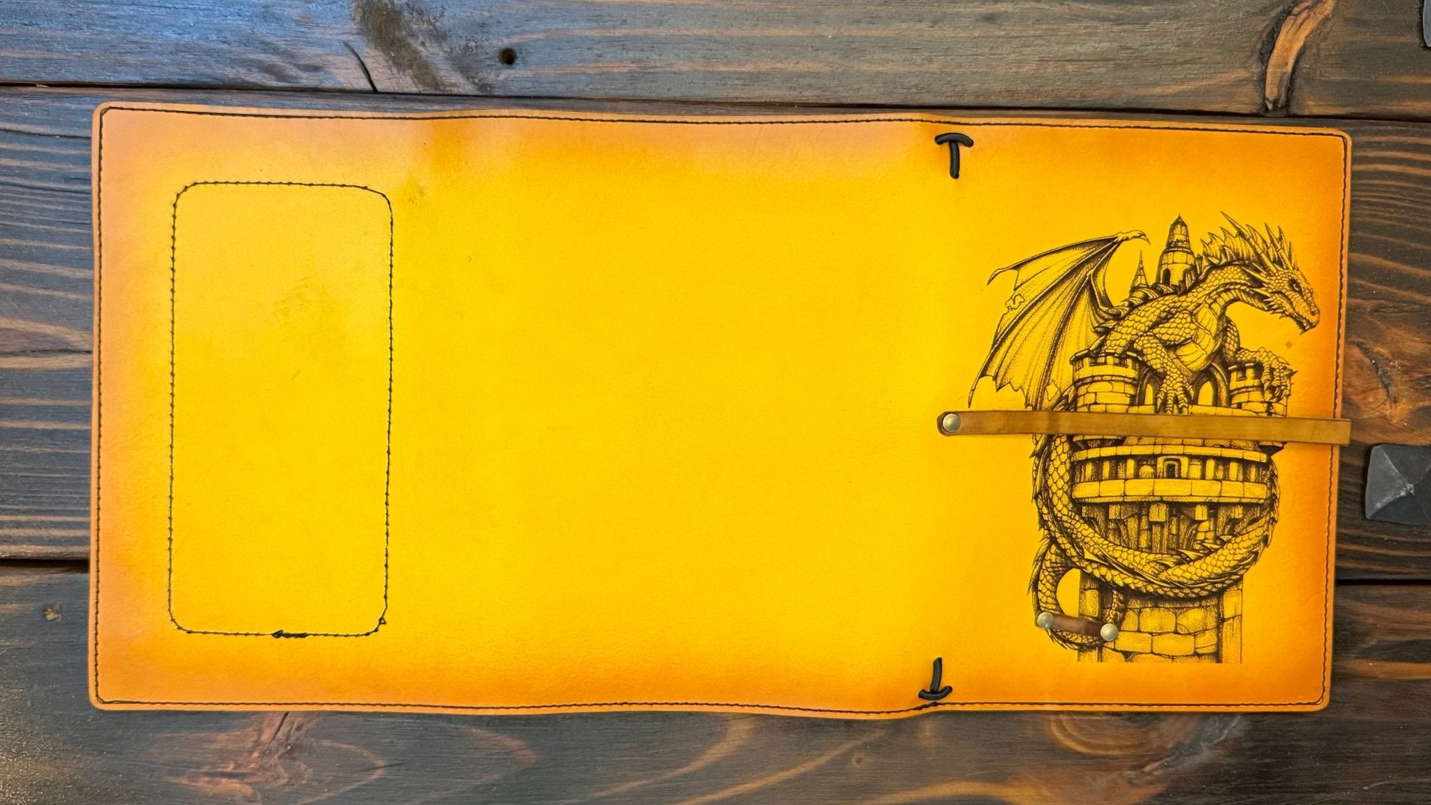 Premium Leather Adventure Journal - Dragon's Keep Design - The Wyverns Workshop