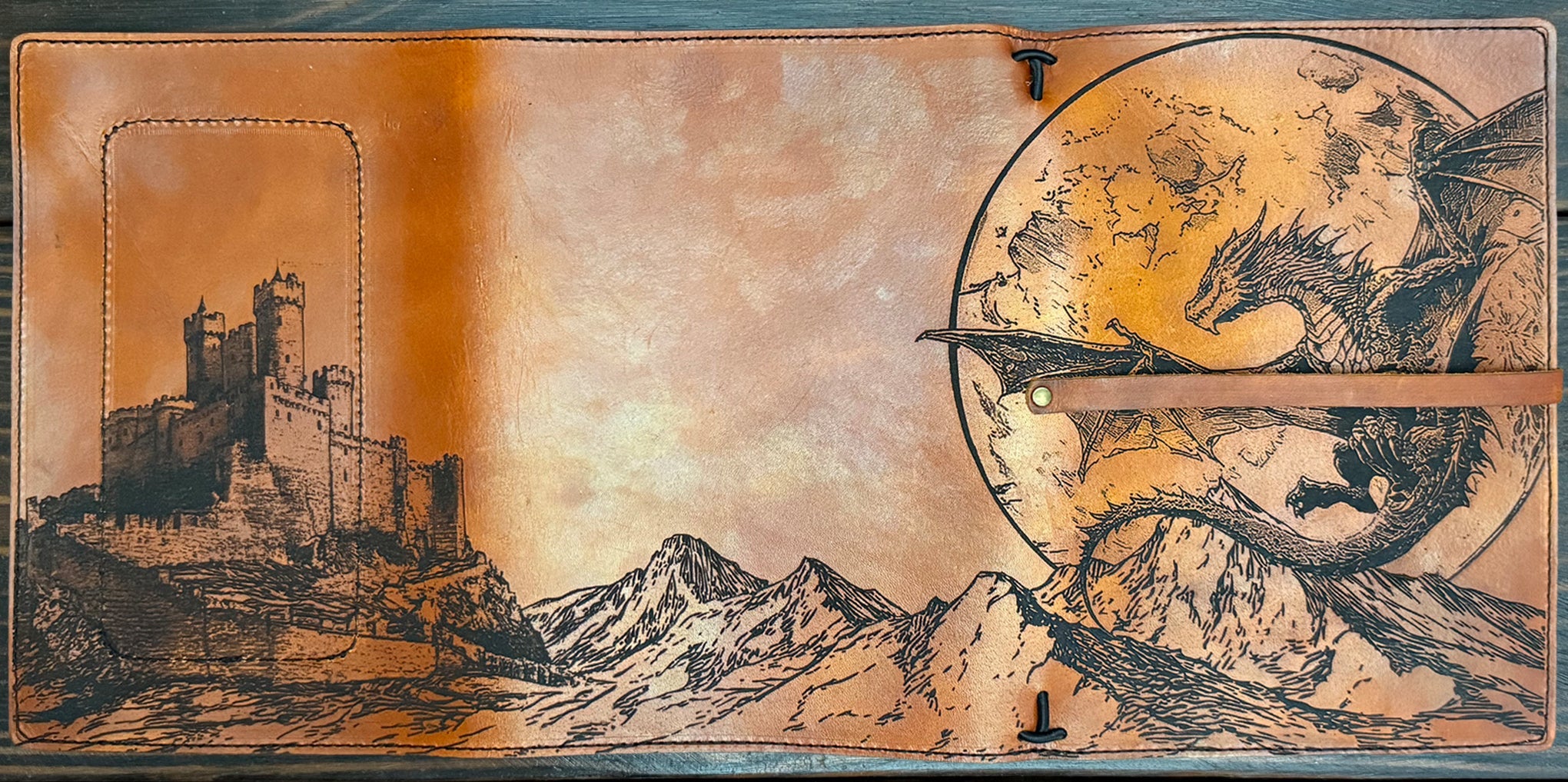 Premium Leather Adventure Journal - Dragonscape Design - The Wyverns Workshop