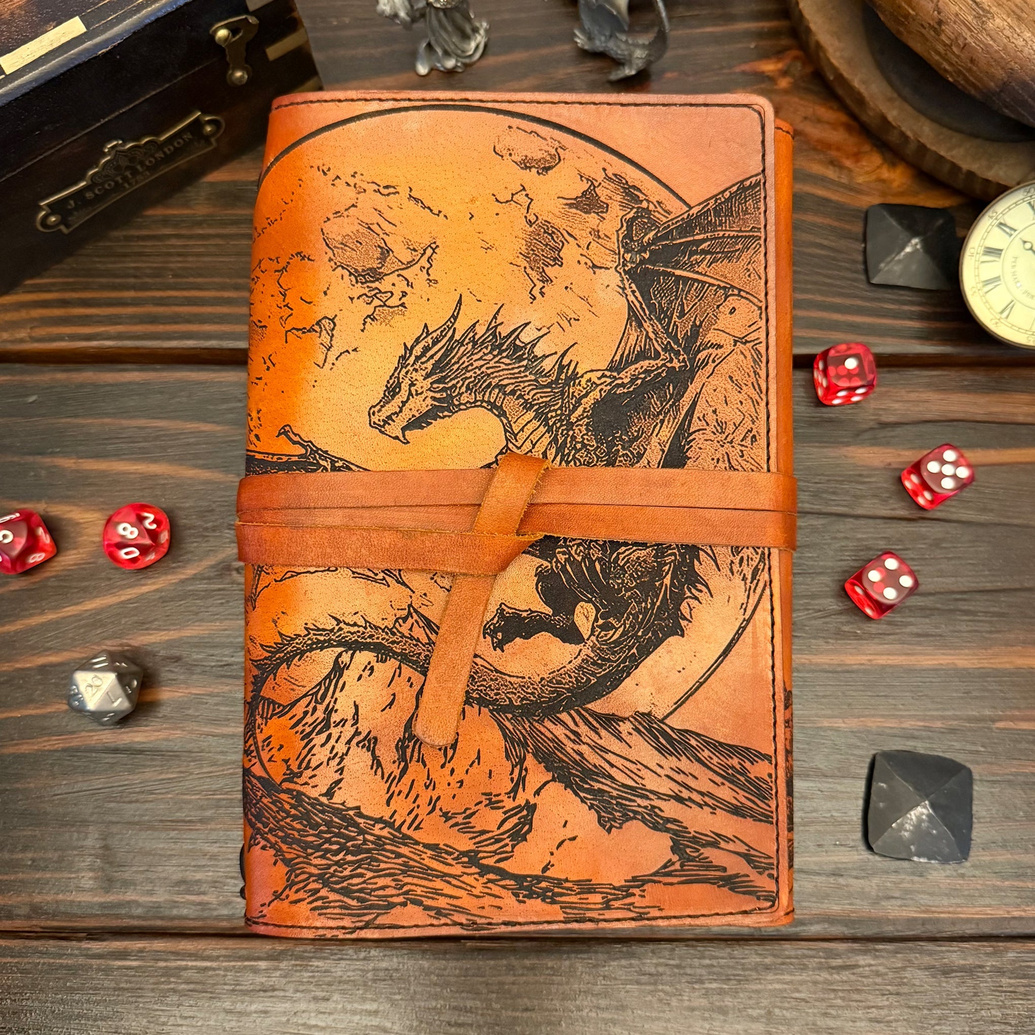 Premium Leather Adventure Journal - Dragonscape Design - The Wyverns Workshop