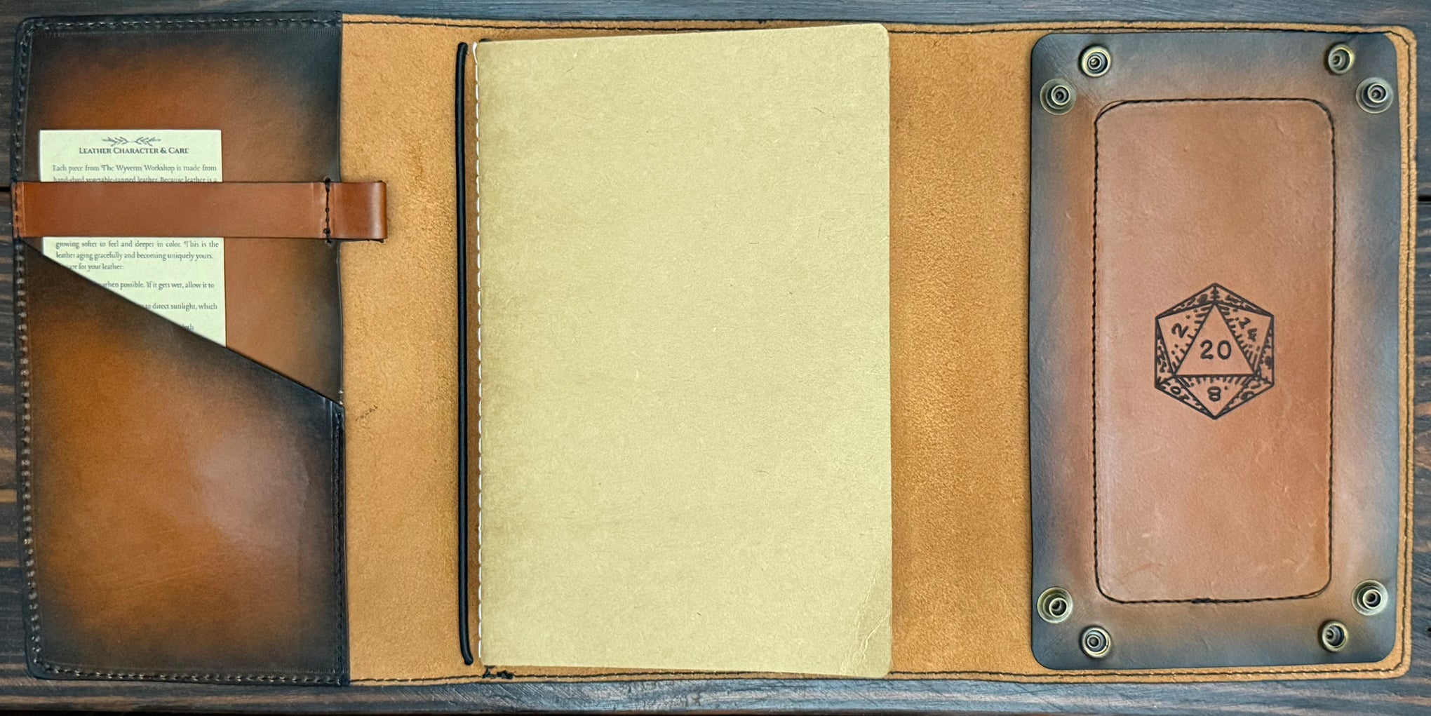 Premium Leather Adventure Journal - Eldritch Celestial Design - The Wyverns Workshop