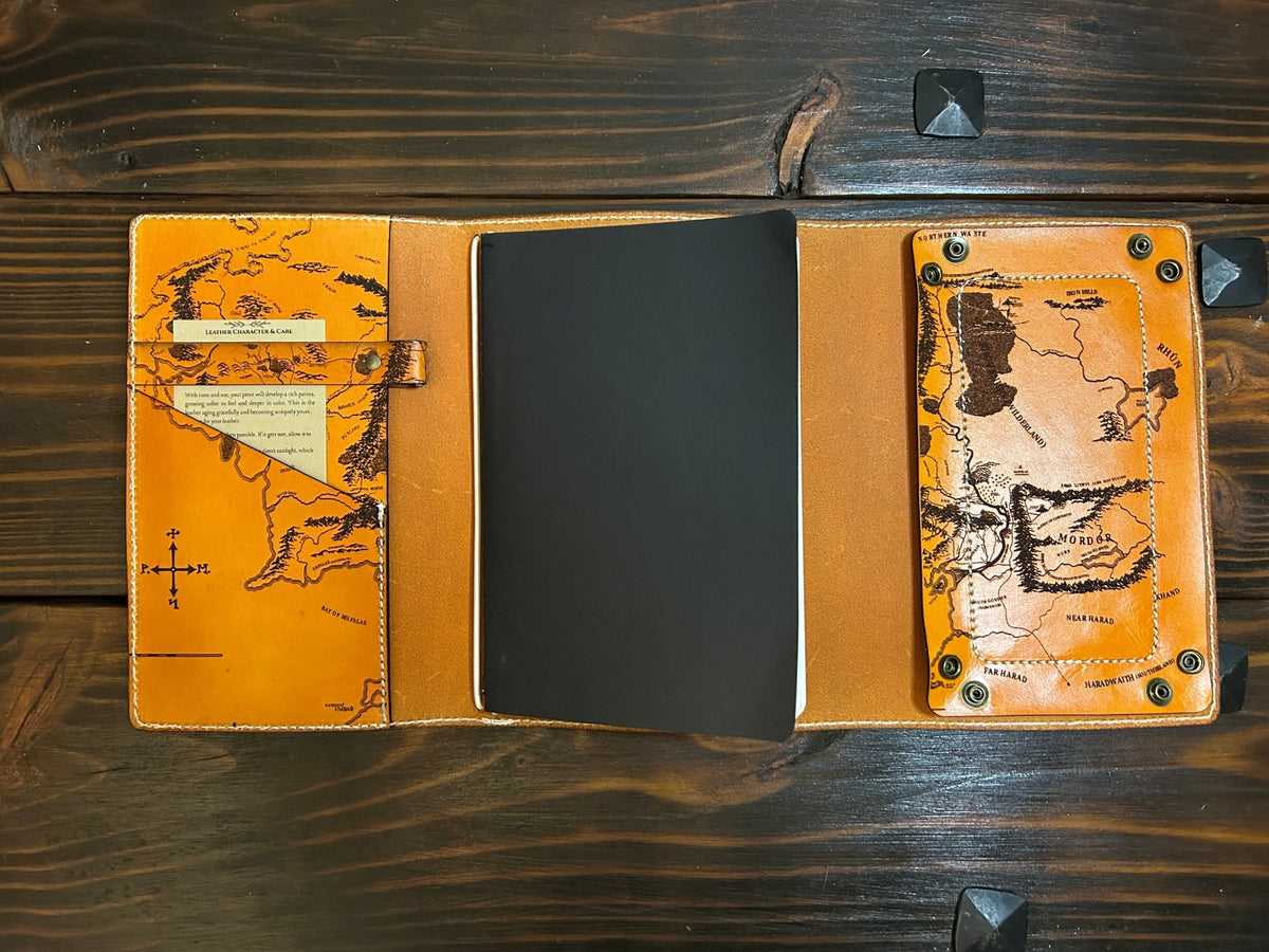 Premium Leather Adventure Journal - Fantasy Map Design - The Wyverns Workshop