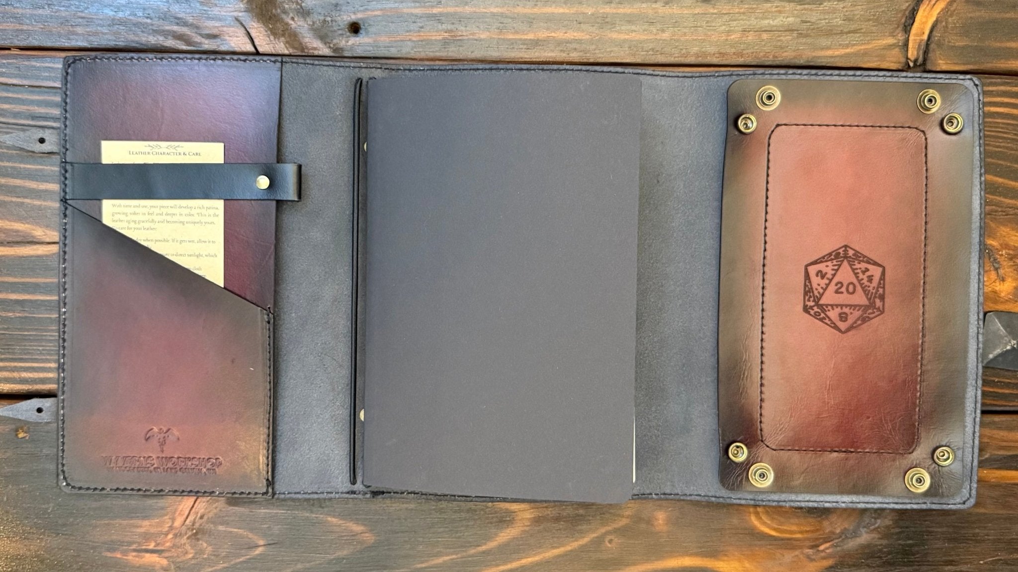 Premium Leather Adventure Journal - Fantasy Warrior Design - The Wyverns Workshop