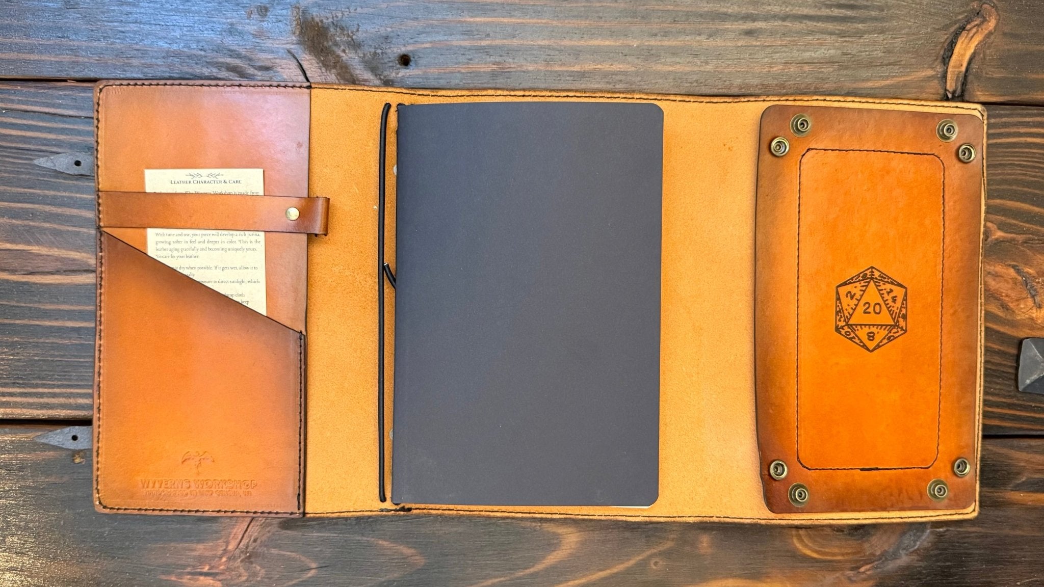 Premium Leather Adventure Journal - Fantasy Warrior Design - The Wyverns Workshop
