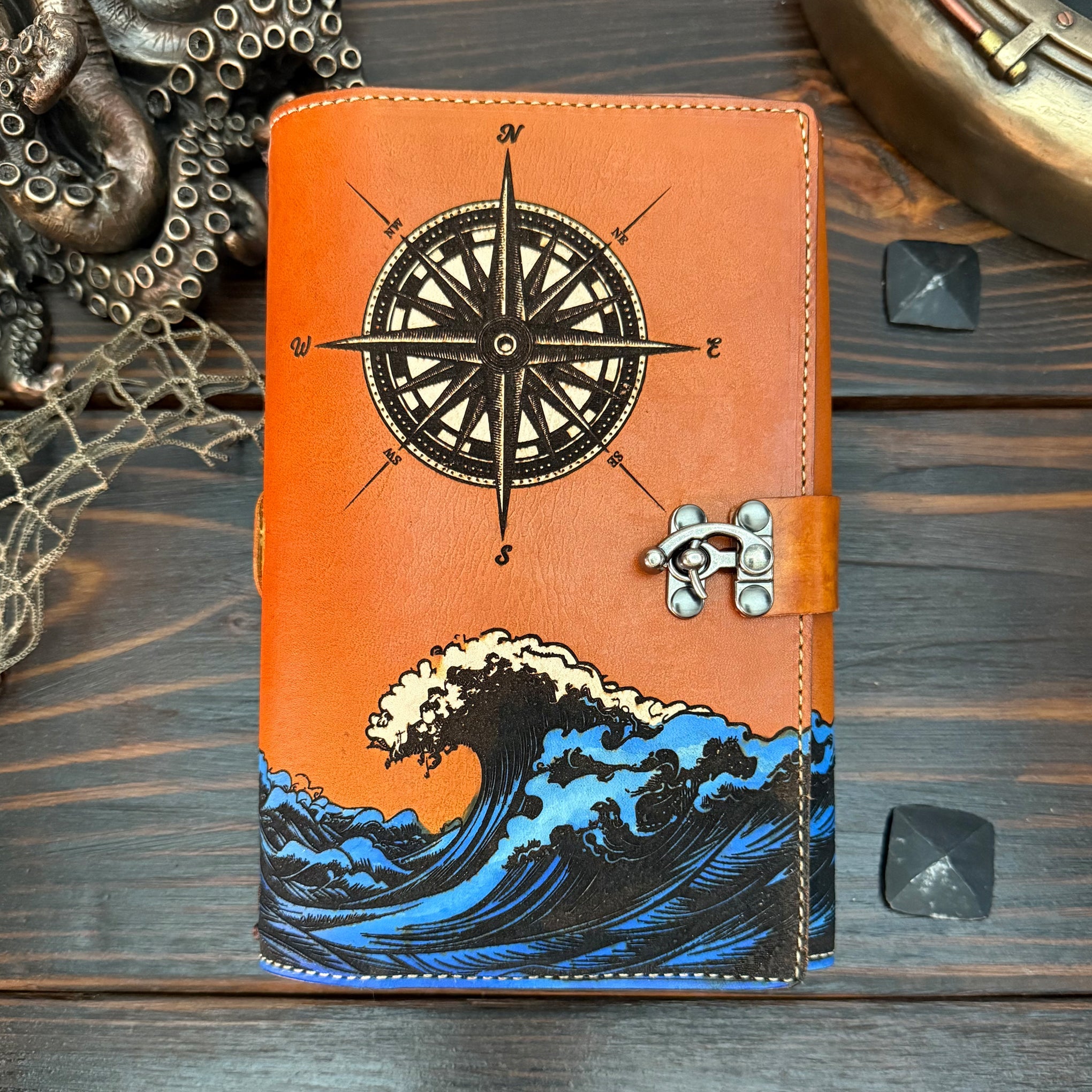 Premium Leather Adventure Journal - Mariners Design - The Wyverns Workshop