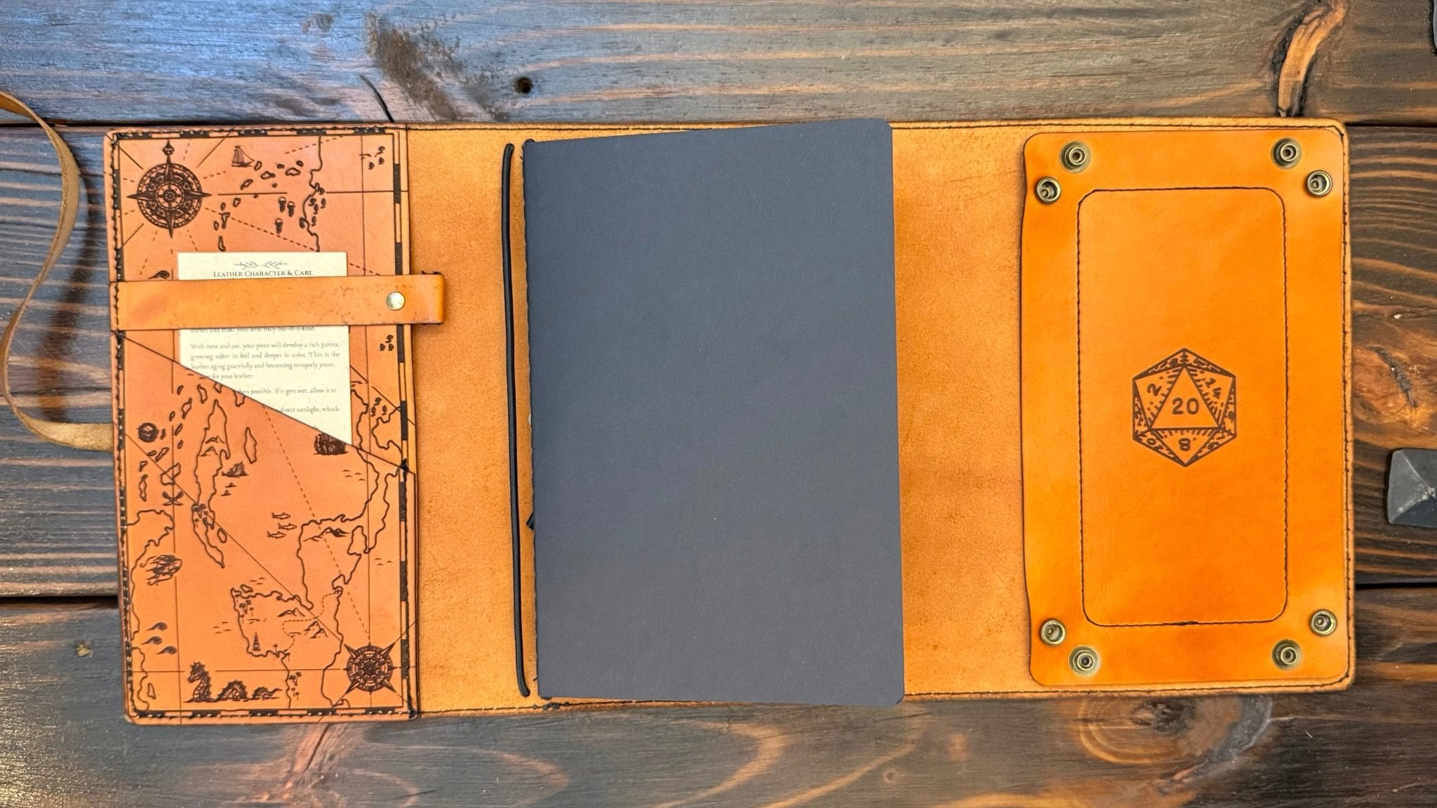 Premium Leather Adventure Journal - Ocean Explorer Design - The Wyverns Workshop