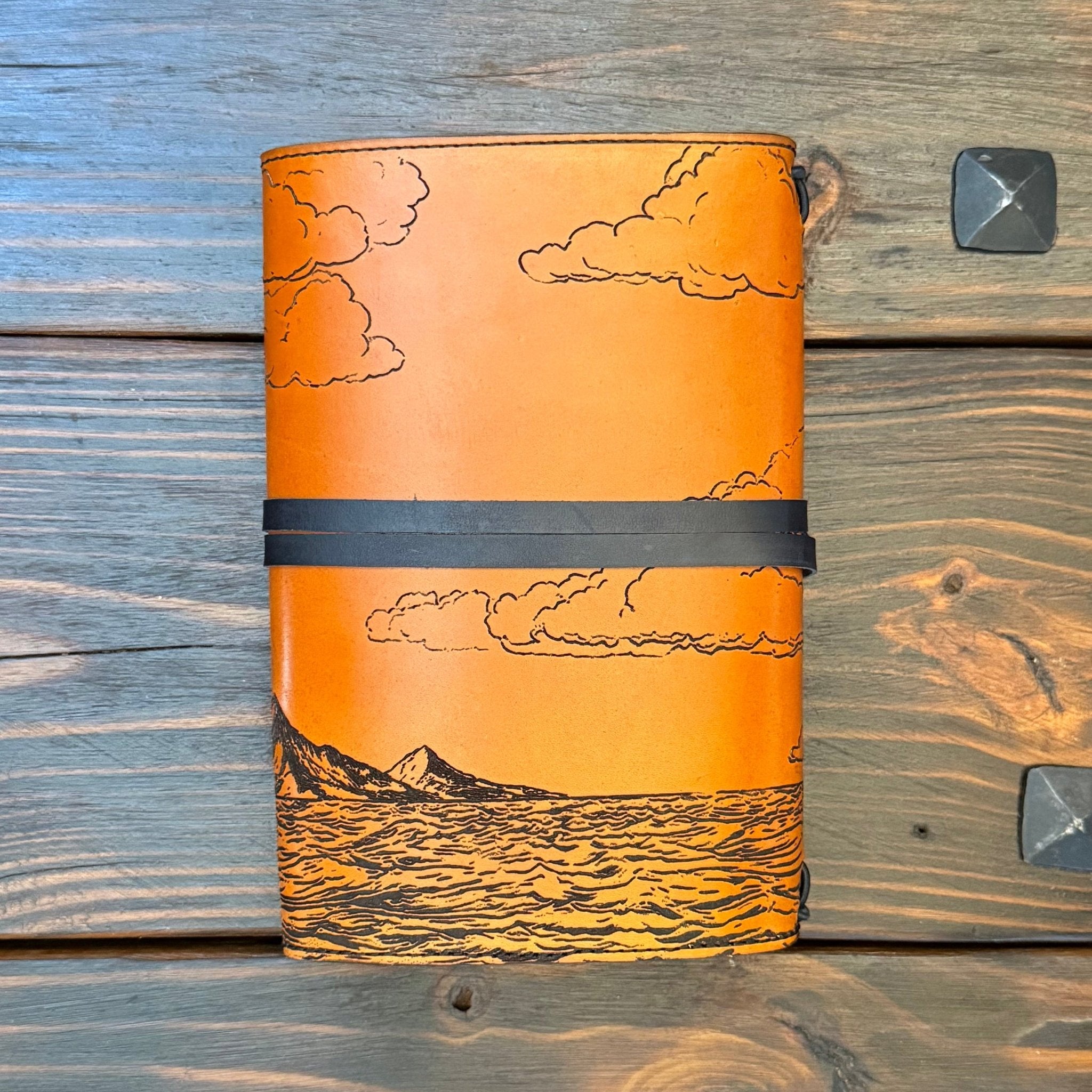 Premium Leather Adventure Journal - Ocean Explorer Design - The Wyverns Workshop
