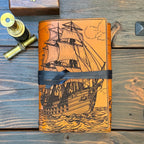 Premium Leather Adventure Journal - Ocean Explorer Design - The Wyverns Workshop