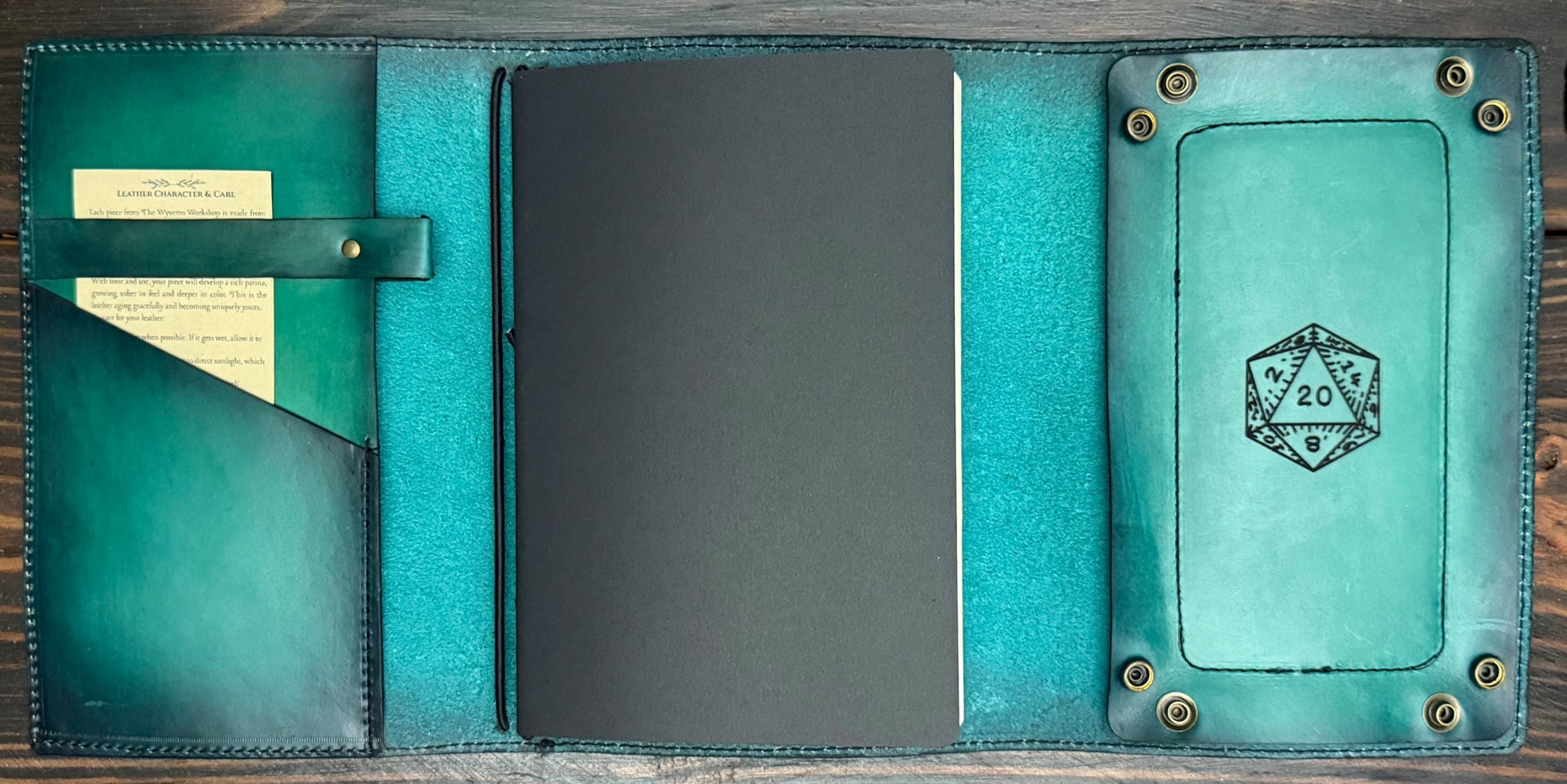 Premium Leather Adventure Journal - Tree of Realms Design - The Wyverns Workshop