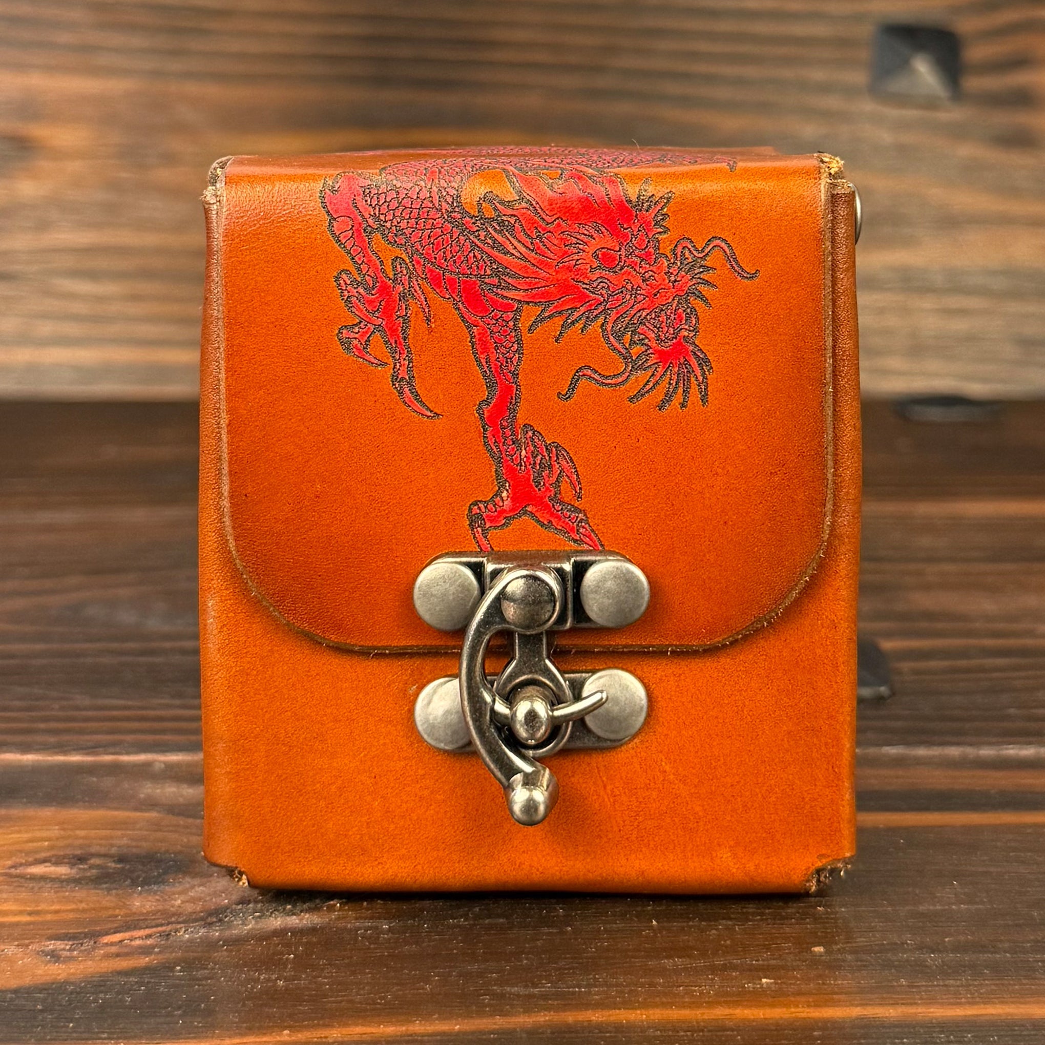 Premium Leather MTG Deck Box - Chinese Dragon Design - The Wyverns Workshop