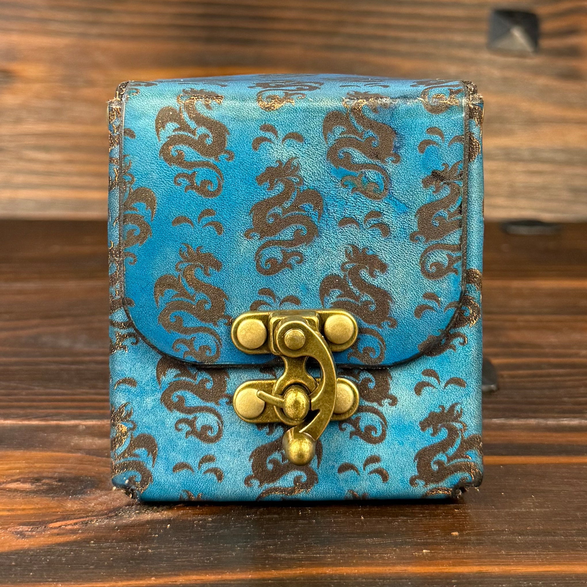 Premium Leather MTG Deck Box - Dragon Pattern Design - The Wyverns Workshop
