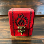 Premium Leather MTG Deck Box -Fiery Flames Design - The Wyverns Workshop