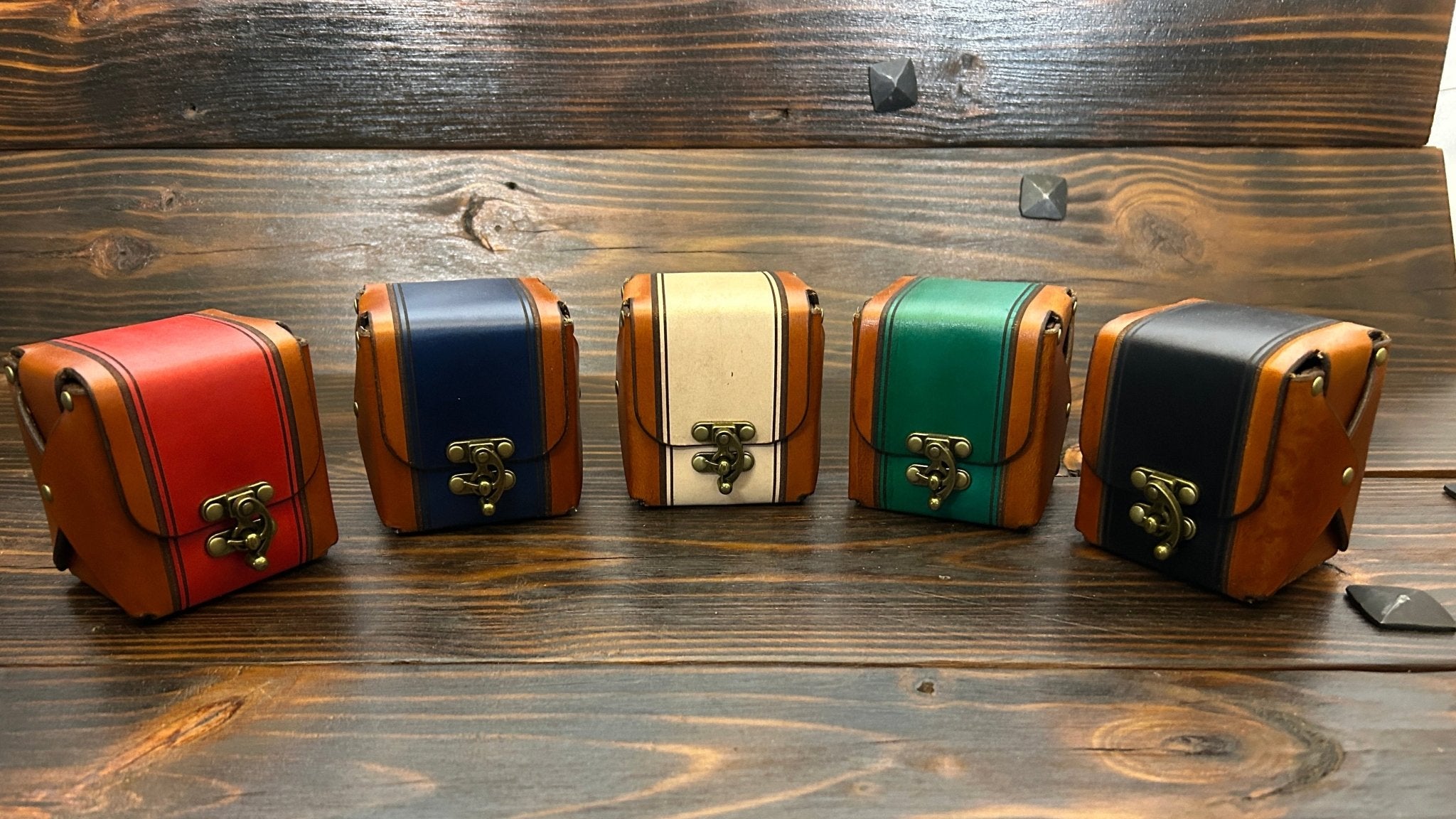 Premium Leather MTG Deck Box - Mana Stripe Design - The Wyverns Workshop