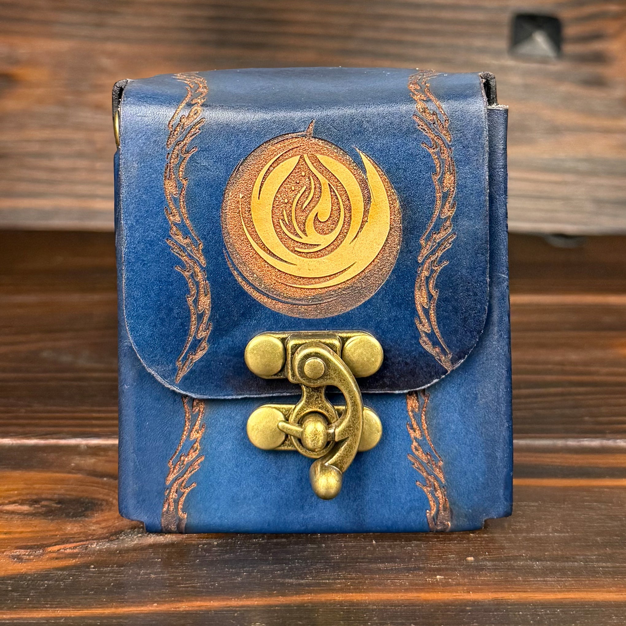 Premium Leather MTG Deck Box - Water Droplet Design - The Wyverns Workshop