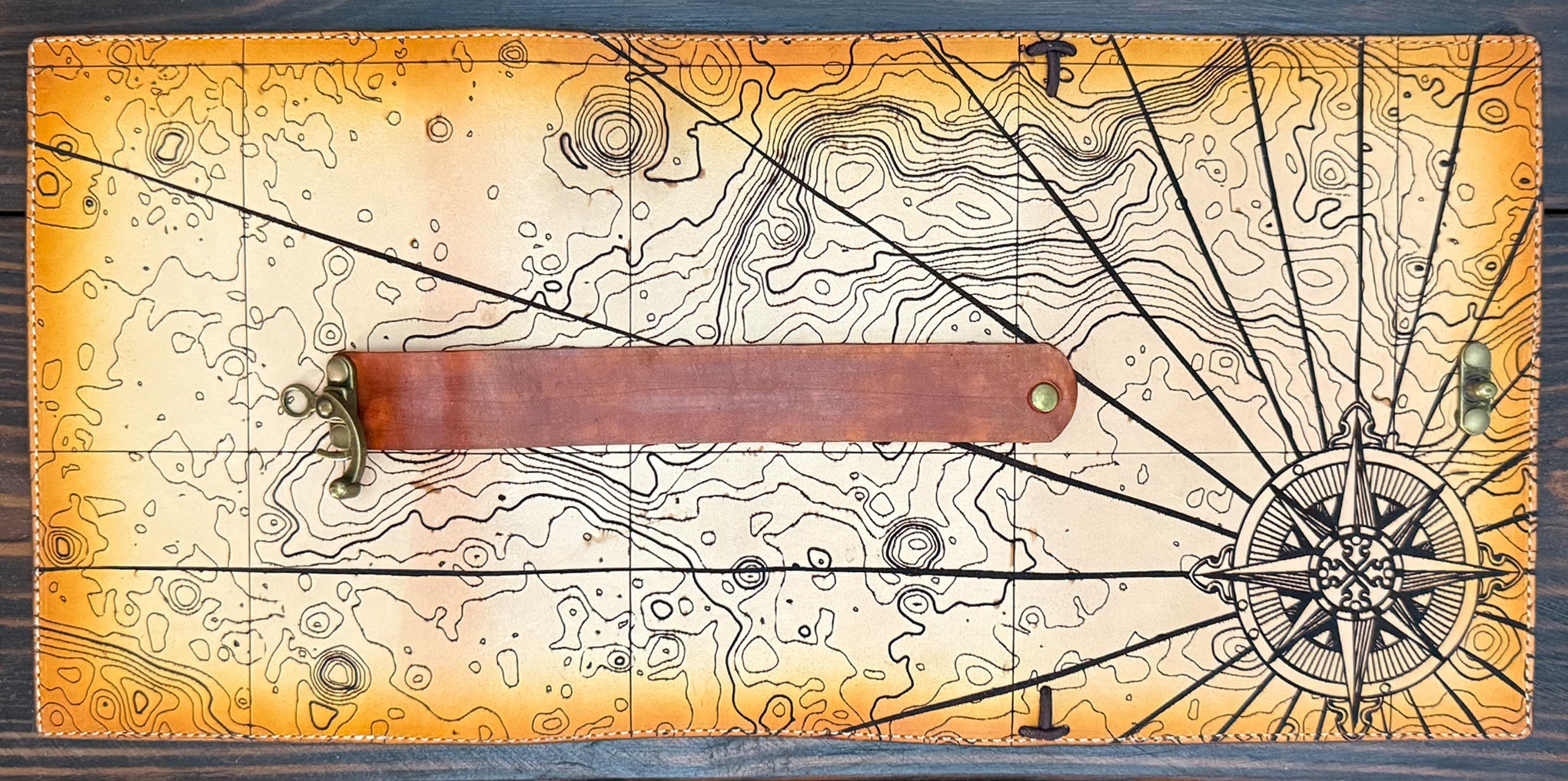 Premium Leather Travelers Journal - Atlas Design - The Wyverns Workshop