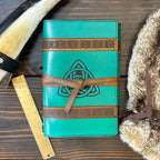 Premium Leather Travelers Journal - Celtic Design - The Wyverns Workshop