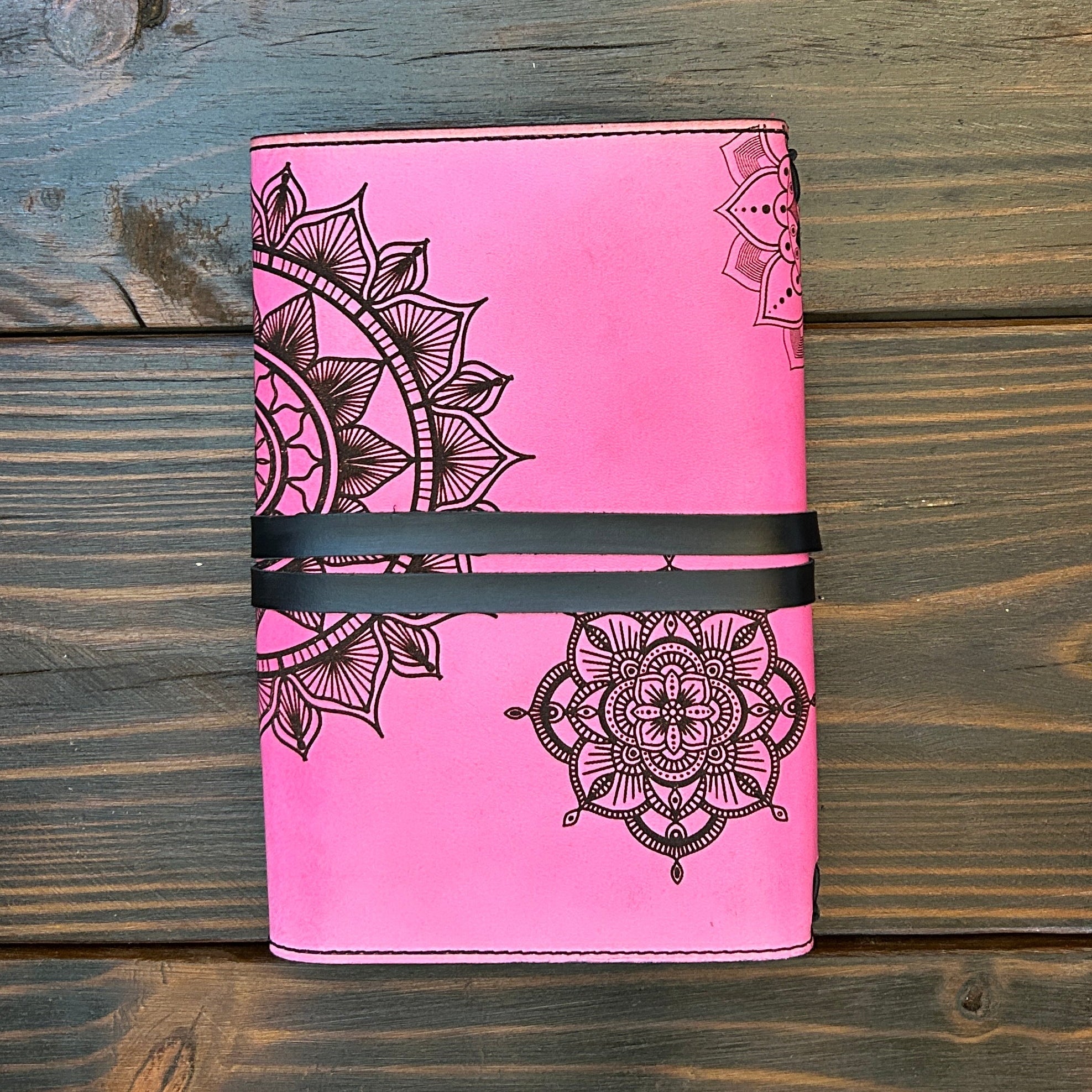 Premium Leather Travelers Journal - Mandala Design - The Wyverns Workshop