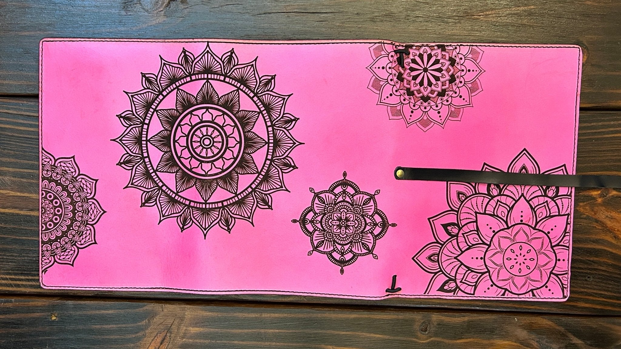 Premium Leather Travelers Journal - Mandala Design - The Wyverns Workshop