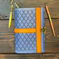 Premium Leather Travelers Journal - Moroccan Mosaic Design - The Wyverns Workshop