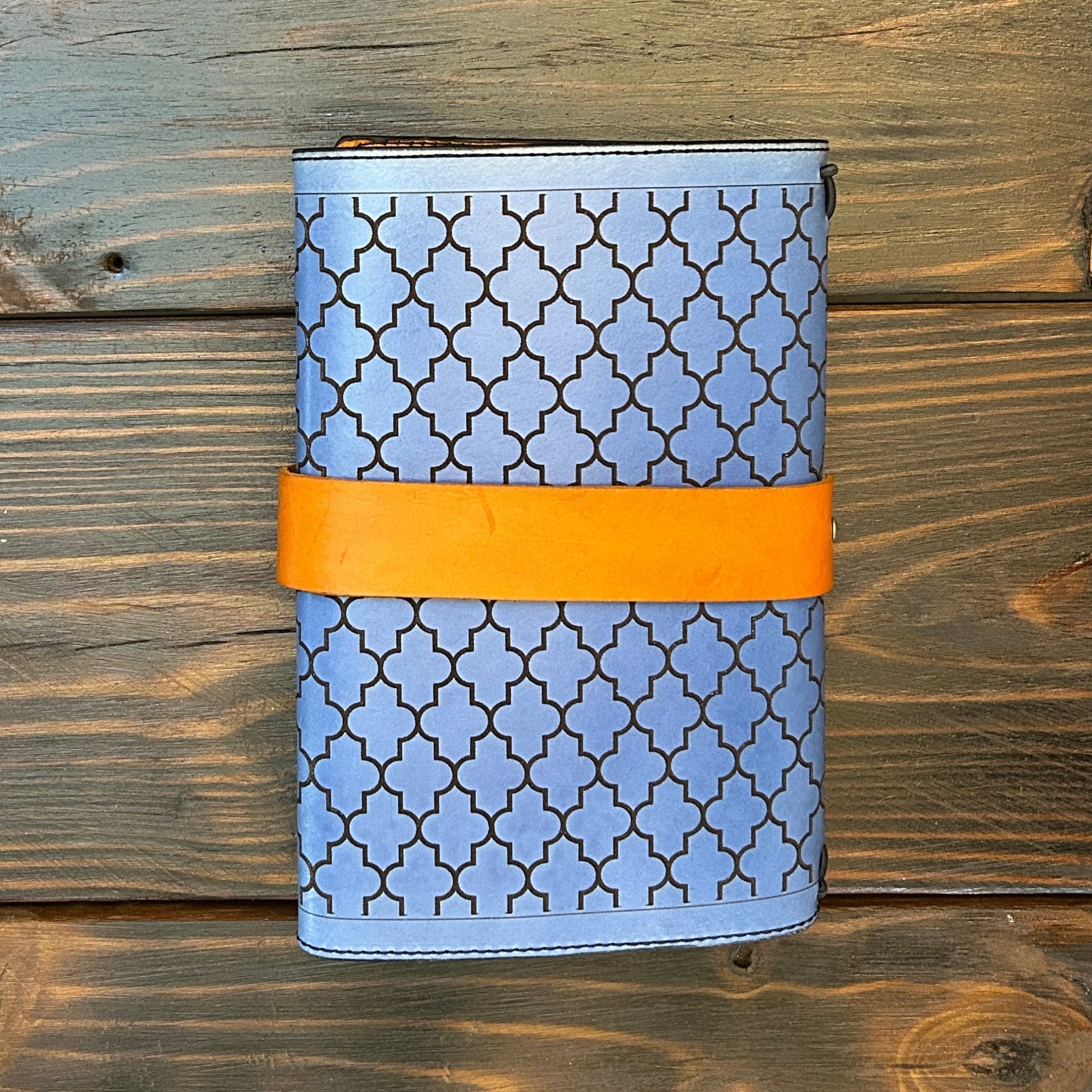 Premium Leather Travelers Journal - Moroccan Mosaic Design - The Wyverns Workshop