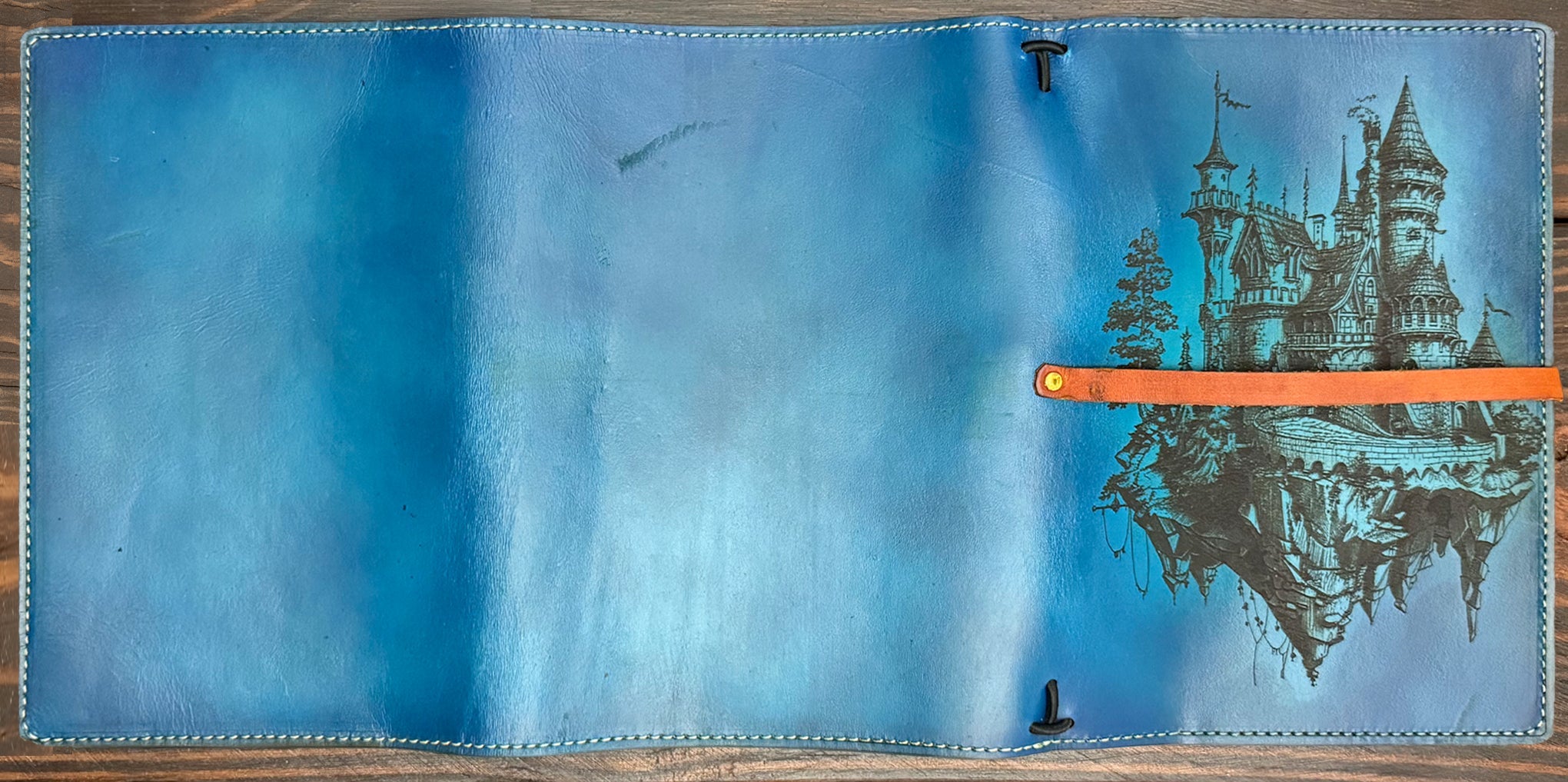 Premium Leather Travelers Journal - Mystic Castle Design - The Wyverns Workshop