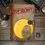 Premium Leather Travelers Journal - Top Secret Design - The Wyverns Workshop