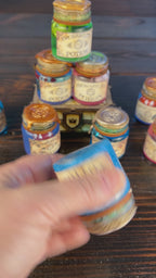 Video - Shake to Roll - Swirling Potion D20 Glass Bottles - Apothecary Labels - Dripped Wax Seal- Full Collection - DND, Prop, Magic - The Wyverns Workshop