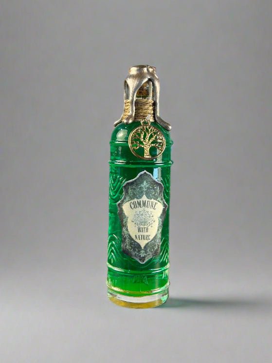 Swirling Potion Glass Bottle - Green Commune with Nature Design - Tree of Life Charm - DND, Prop, Magic - The Wyverns Workshop