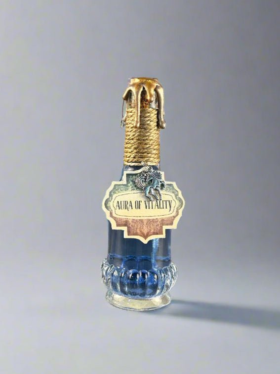 Swirling Potion Glass Bottle - Purple Aura of Vitality Design - Unicorn Charm - DND, Prop, Magic - The Wyverns Workshop