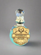 Swirling Potion Globe Glass Bottles - Leather Labels - Dripped Wax Seal- Invisibility Potion - DND, Prop, Magic - The Wyverns Workshop