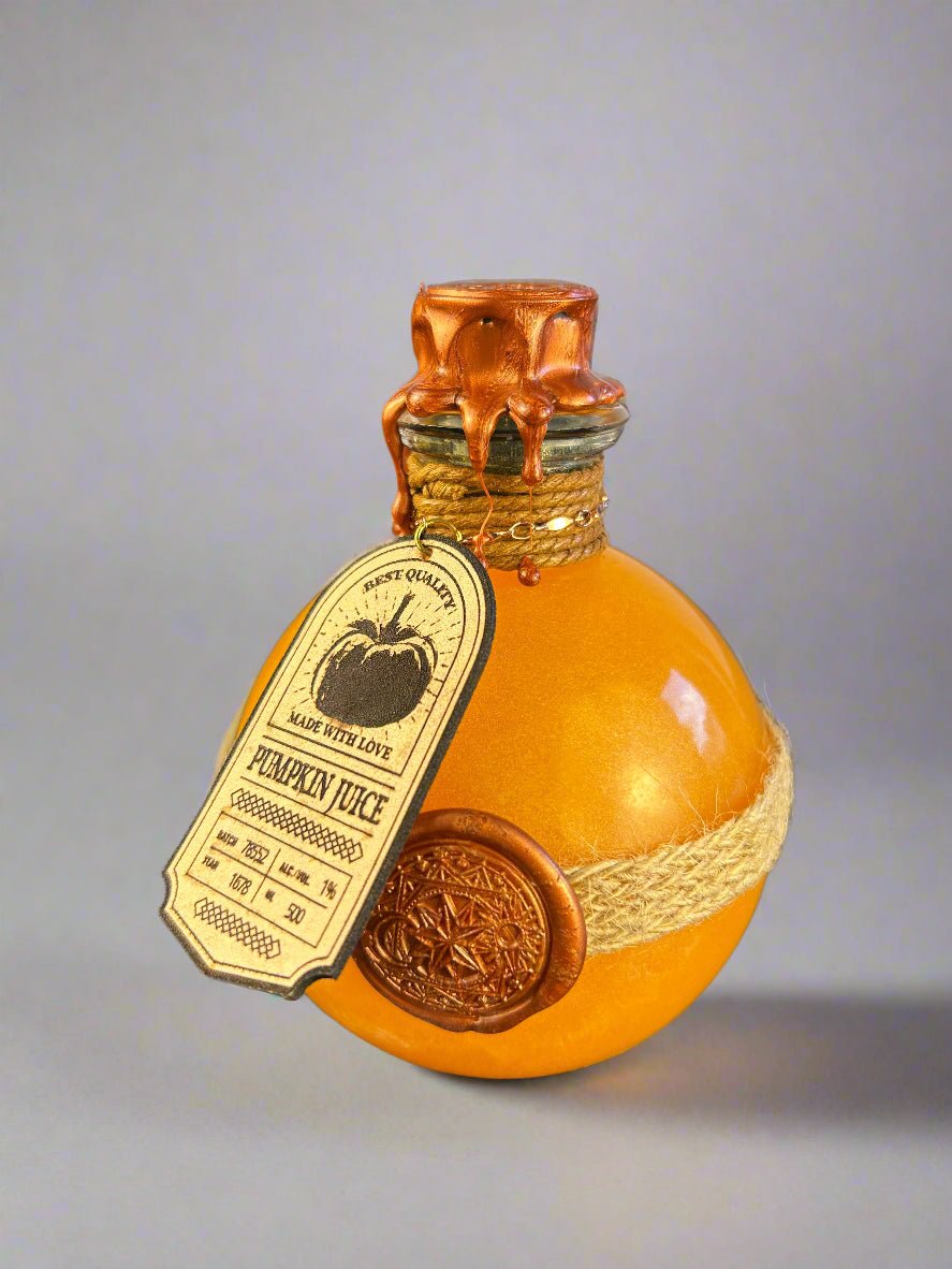 Swirling Potion Globe Glass Bottles - Leather Labels - Dripped Wax Seal- Full Collection - DND, Prop, Magic - The Wyverns Workshop