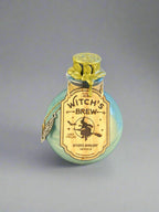 Swirling Potion Globe Glass Bottles - Leather Labels - Dripped Wax Seal- Witch's Brew - DND, Prop, Magic - The Wyverns Workshop