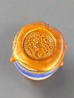 Swirling Potion D20 Glass Bottles - Apothecary Labels - Dripped Wax Seal- Purple Top View- DND, Prop, Magic - The Wyverns Workshop